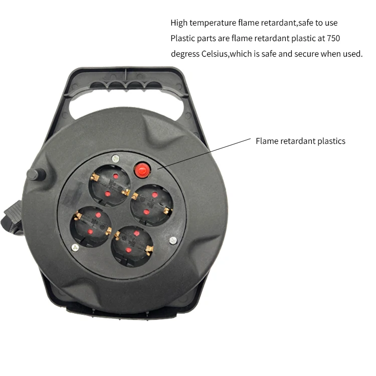 German Style 2 Round Pin 50m 25m 10m Extension Power Cord Cable Reel Retract