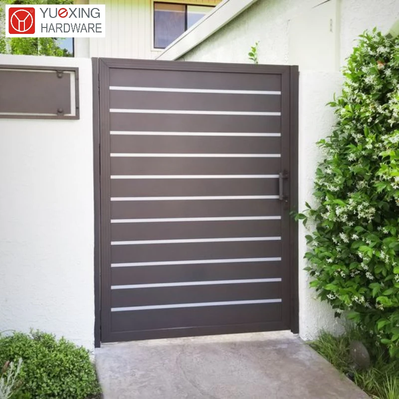 Garden Security System wooden pattern driveway gate aluminum pedestrian gate fence and gate design