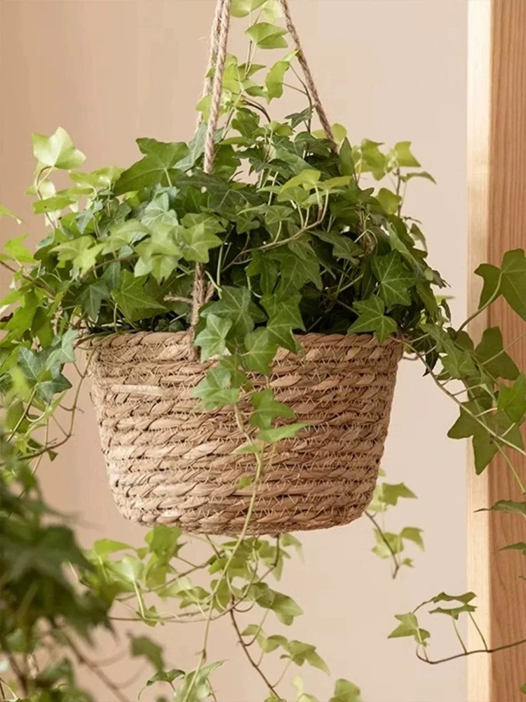 Wholesale Seagrass Pots Seagrass Planter Woven Basket Planters With Handles Garden Decoration Basket Flower Pot Made In China