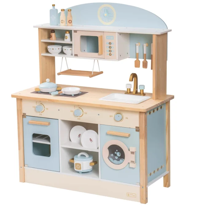 Kids Kitchen Play set Toy Wooden Kids Play Kitchen Set Pretend Play for Toddlers Boys Girls