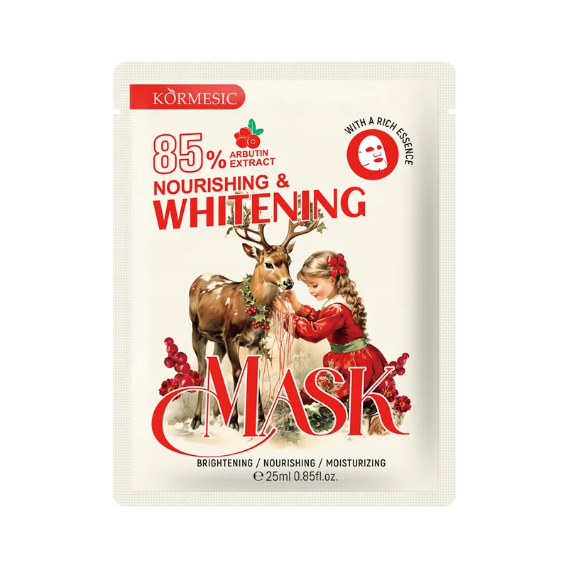 KORMESIC OEM Custom whitening facial mask natural arbutin hydrating christmas anti-freckle anti aging sheet mask