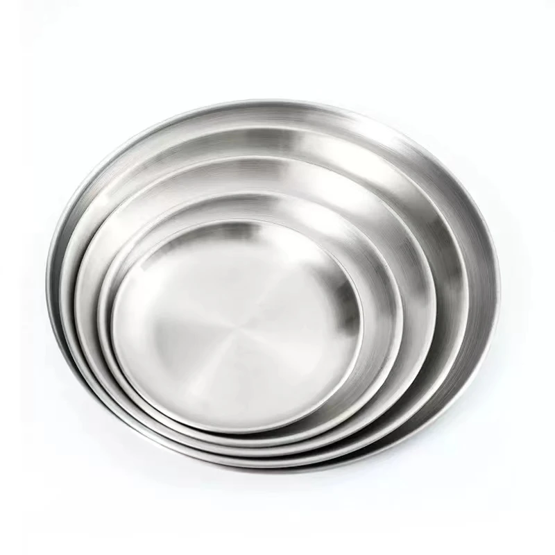 Dinner Plate Metal Soup Basin Dish Cheap Wholesale Polish Stainless Steel Chafing Round Tray