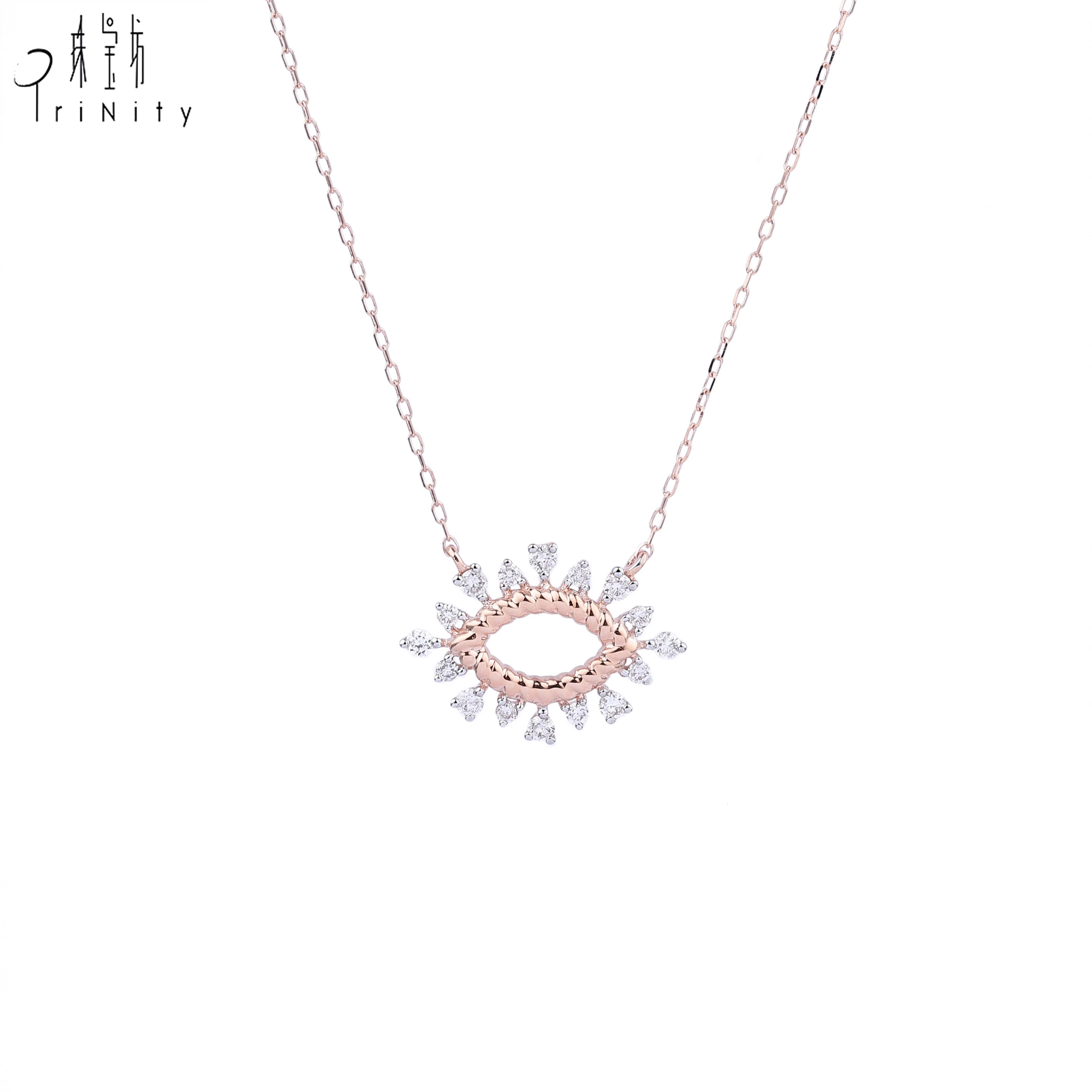 Latest Jewellery Design Natural Diamond Jewelry 18K Rose Gold Necklace Chain For Women