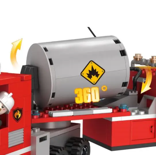 Building block city series fire engine fireman fire engine small particle assembled puzzle toy model