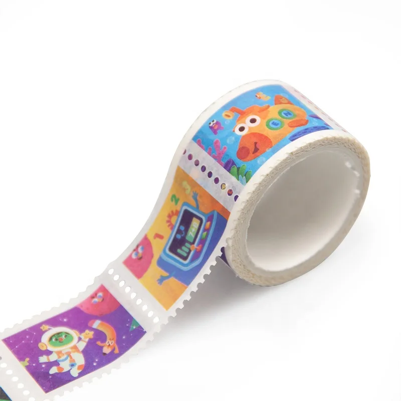 Wholesale Die Cut tear able Repositionable Perforated Washi Tape  Stamp Stickers Custom Adhesive Paper Tape