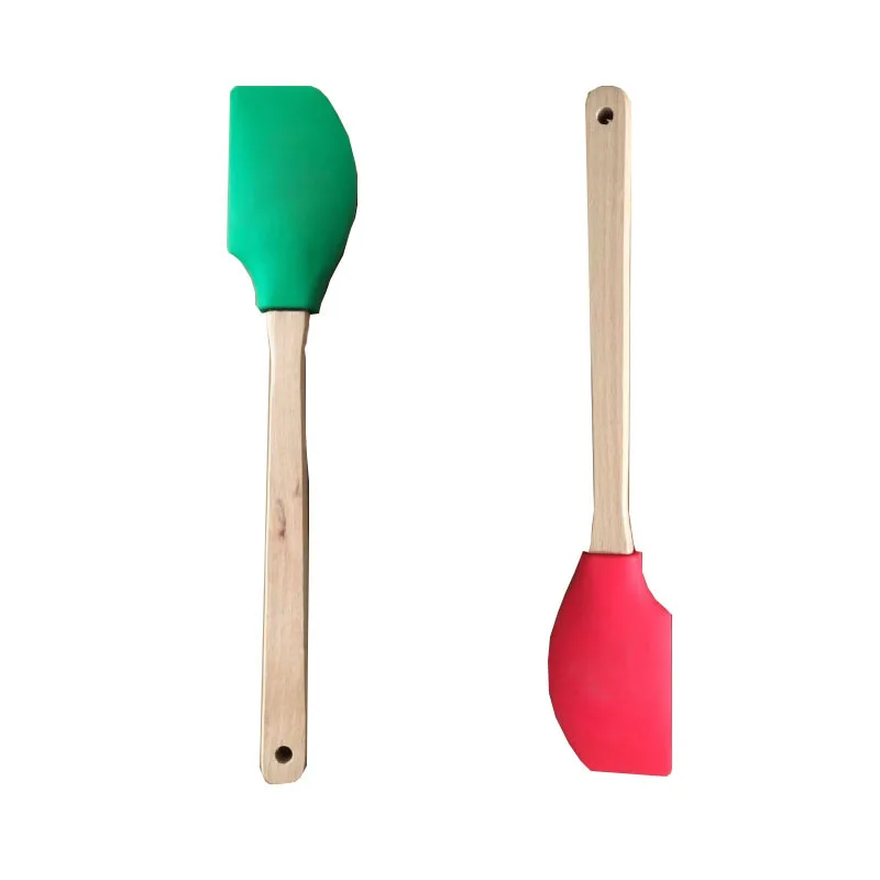 Popular Large Size Long Silicone Spatula With Wooden Handle Kitchen Baking Spatula