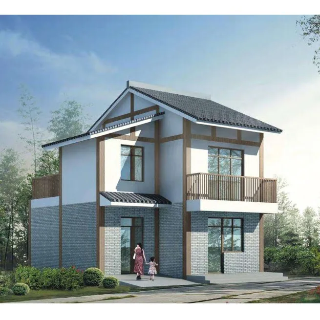 2 Floor Regular Style Family House Steel Structure Prefab House Villa With Garage