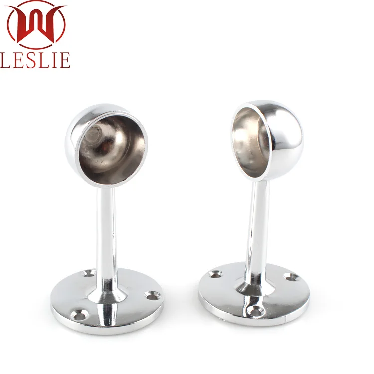 Furniture Accessories Zinc Alloy Round Rod Closet Hanging Rail Tube Rod Holder Chrome Wardrobe Support Flange