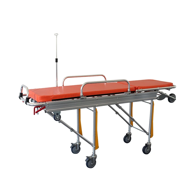 Hospital Medical Collapsible Automatic Loading Ambulance Stretcher With Wheels Ce Ambulance Bed For Sale