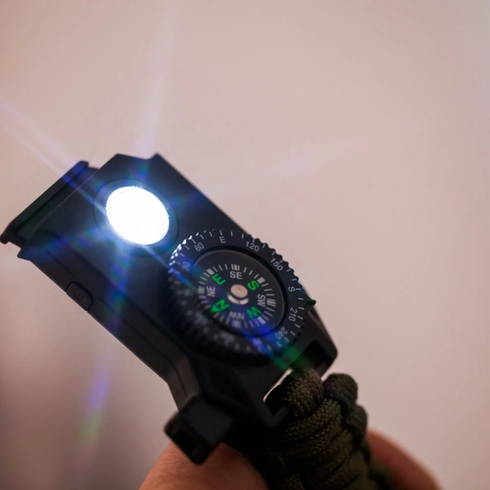 Горячий Новый Кемпинг спасательный светодиодный регулируемый браслет SOS Survival Paracord