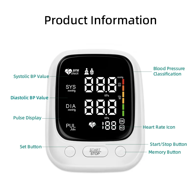 Arm Blood Pressure Monitor Manufacturers LED Big Screen Audio Broadcast Bp Monitor