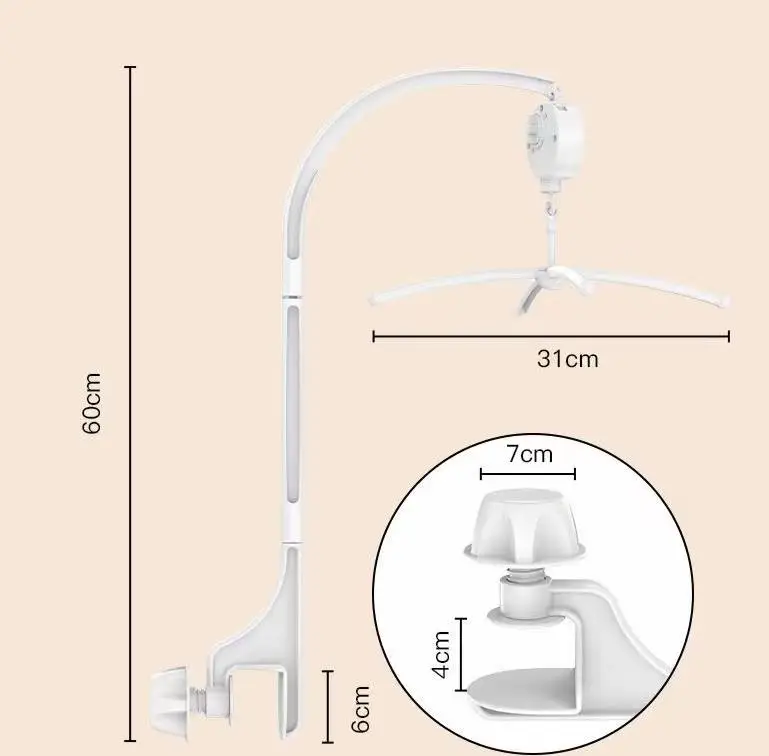 B&P Baby Crib Mobile Musical Box Set Plastic Baby Bell Bracket Fit Most Cribs Including Wind Up Music Box