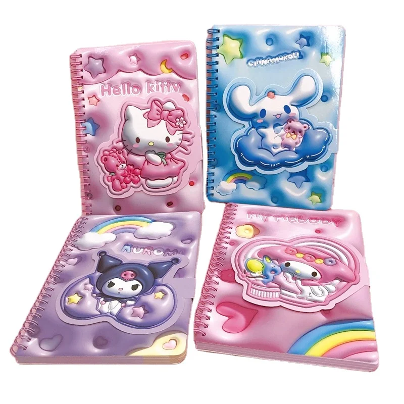 Japanese Cute Cartoon Sanrio Kuromi melody Cinnamoroll Magnetic Buckle Notebooks Kawaii Sanrio School Supplies Spiral Notebooks