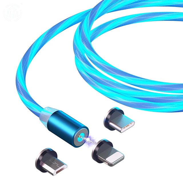 
New product 2a usb magnetic light cables LED Flowing Light Magnetic Charging Cable 
