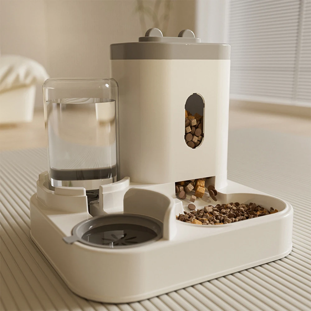 Cats Feeders and Water Dispenser 2 in 1 Pet Automatic Water Dispenser Pet Food Storage for Small Dog Puppy Cats