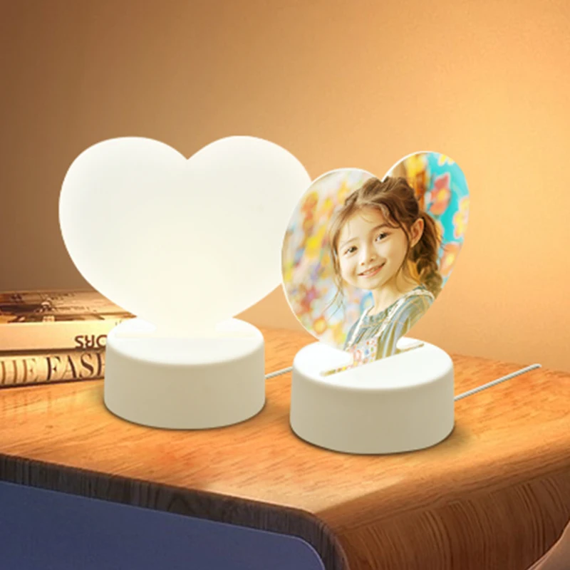 WAREHOUSE STOCKED Sublimation LED Acrylic Photo Frames Night Lights Blanks 6 x 8 inch with Warm Color Light Wood Stand