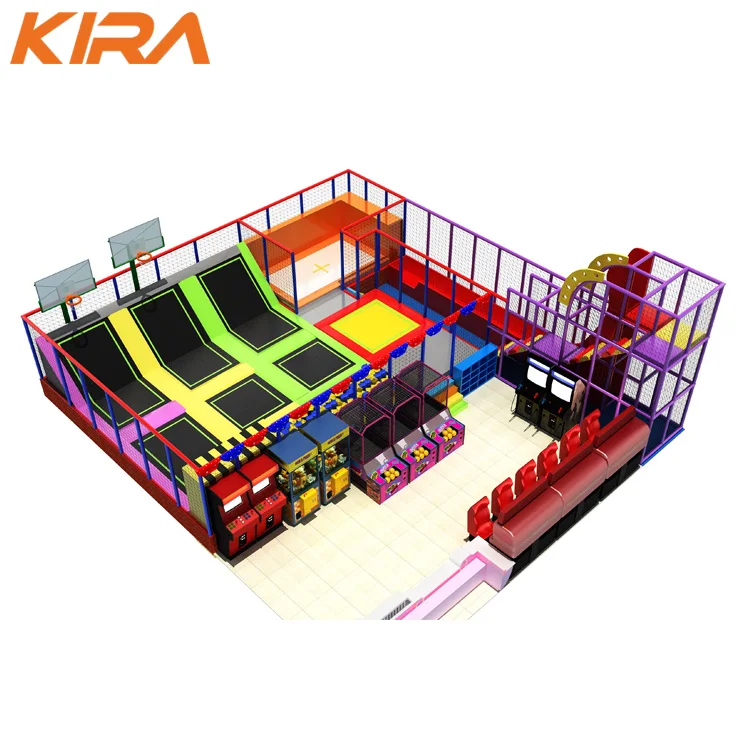 Hot Sale Free Jump Adult And Kids Indoor Playground Trampoline Park With Slide