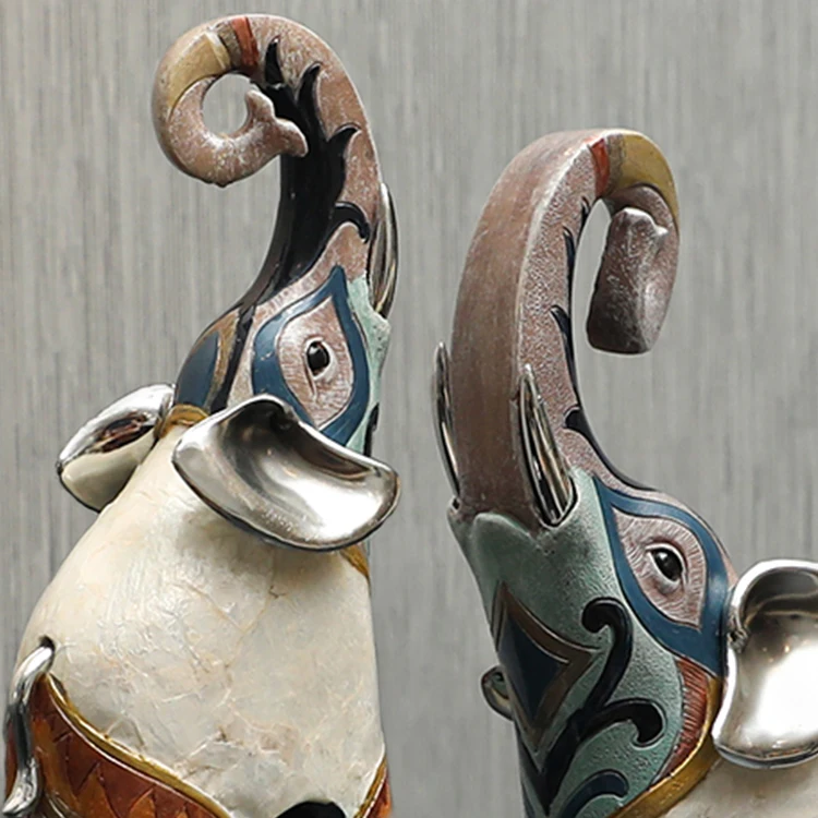 Luxury high end elephant Hotel Living room nordic corner resin cameo shell sculpture for wine cabinet