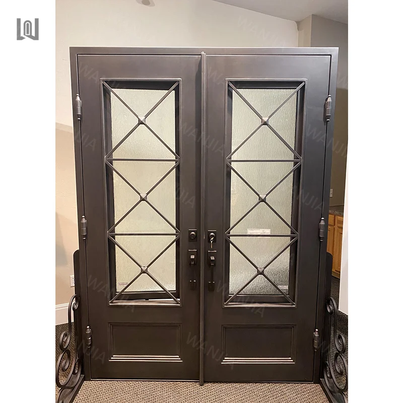 Top Rated Suppliers Front Entry Custom Doors OEM Iron Front Entry French Doors Wrought Iron French Doors