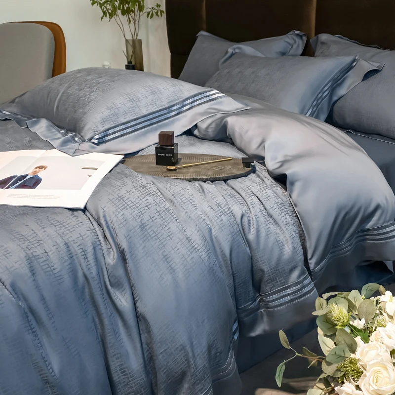 100% tencel lyocell blue bedding sets super soft comfortable duvet cover flat sheet and pillowcases