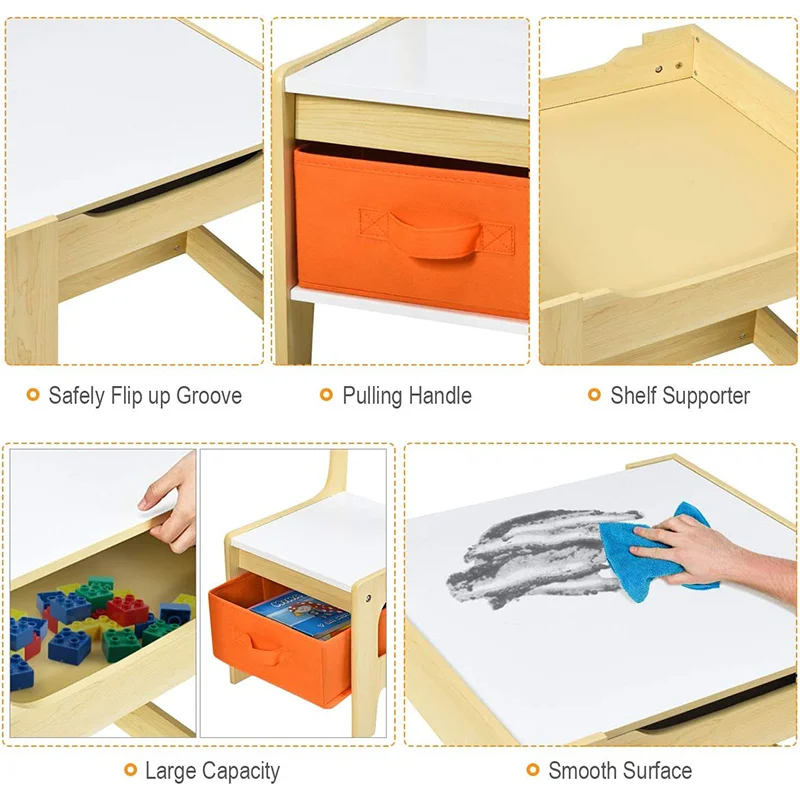 Wholesale Toddler Kindergarten Chalkboard Reading Learning Play Solid Wooden Furniture Children Kids Study Table And Chair Set