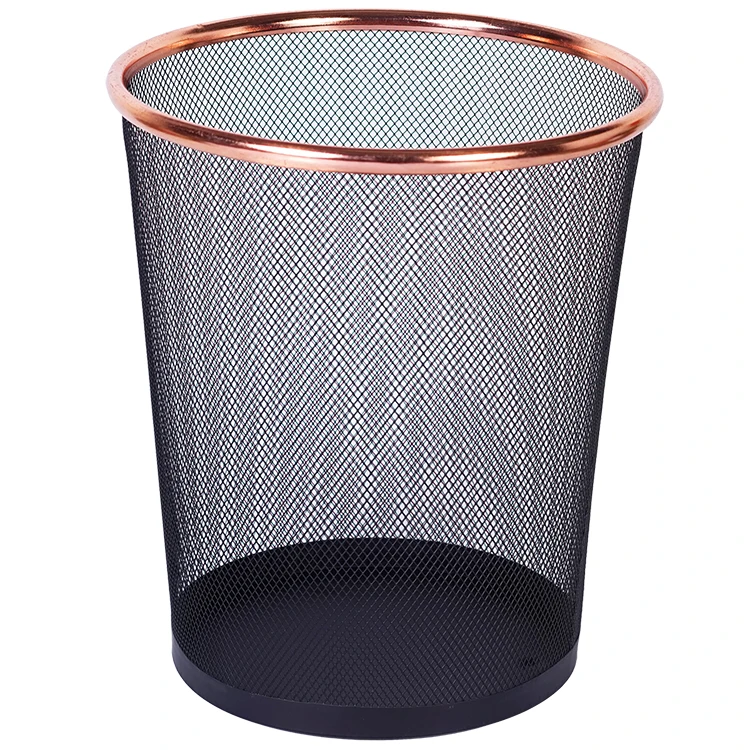 Black Color Office Mesh Trash Can Waste Paper Basket