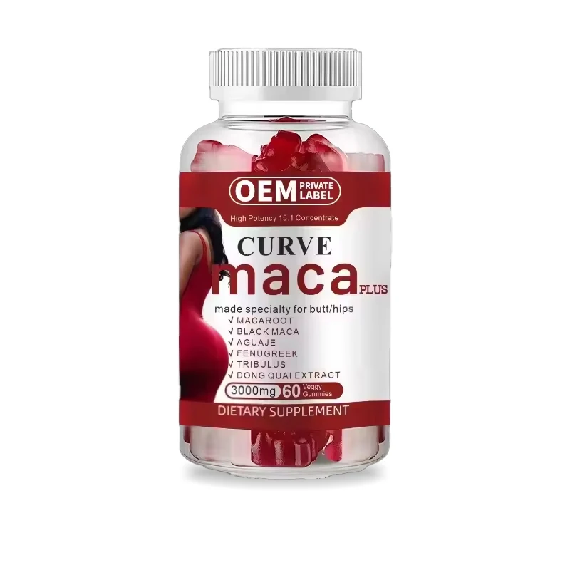 Wholesale OEM Curve Maca Plus Gummies 3000 mg Made Specialty for Butt Hip High Potency 15 to 1 Concentrate Dietary Supplement
