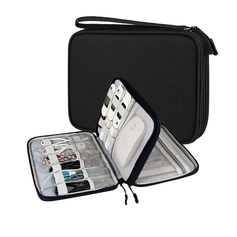 Multifunctional Carry Case Custom Logo Pack Storage Pouch Zipper Durable Electronics Organizer Travel Digital Storage Cable Bag