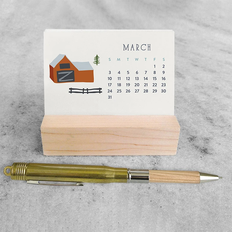 Office Gift Custom Design Wood Metal Perpetual Turning Flip Over Work Desk Calendar