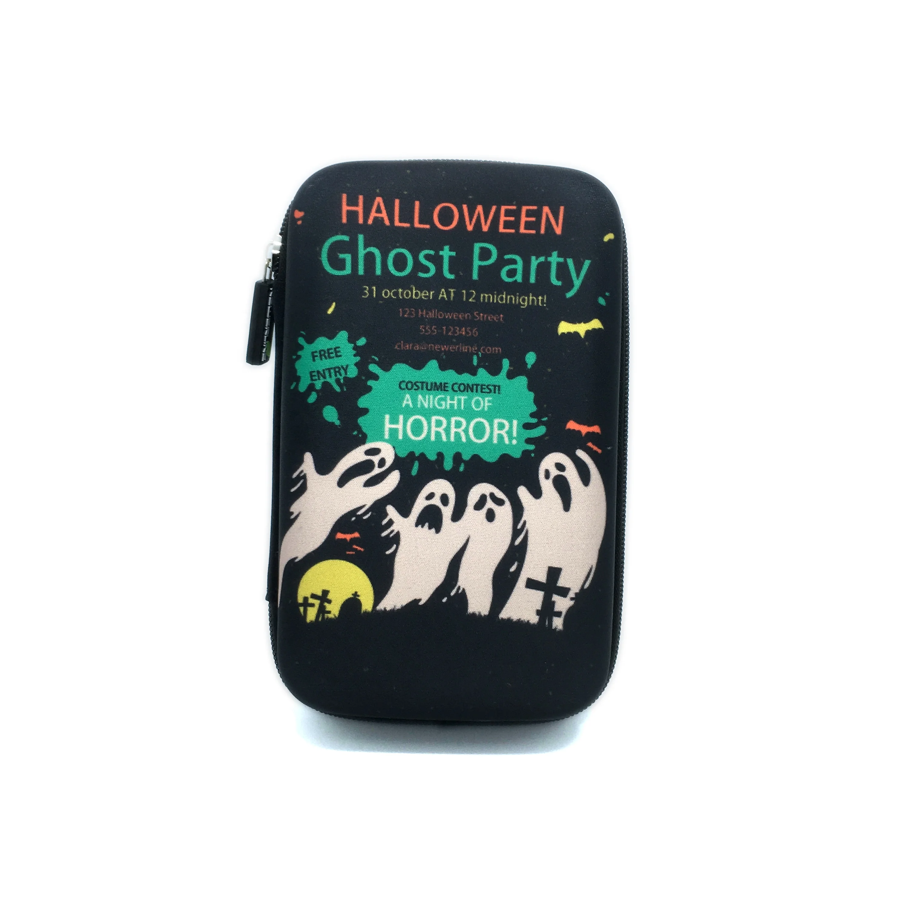 BUTRADE Halloween Wholesale Black Polyester hard shell Pencil Bag  Kids EVA Pencil Case