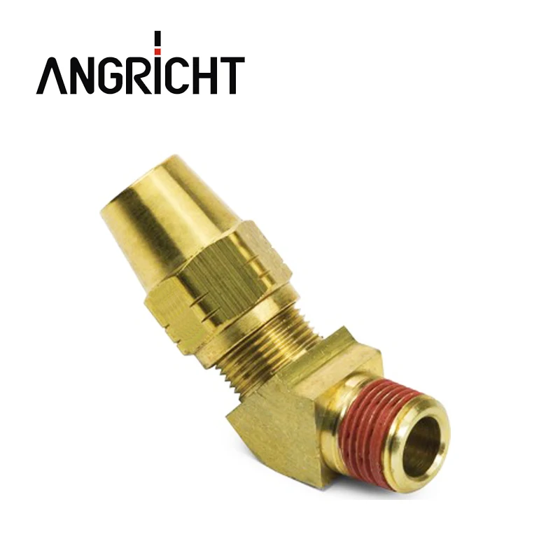 Brass Compression Fittings 45 Degree Male Elbow - NPTF Male, DOT Approved, Compatible with Copper Tubes