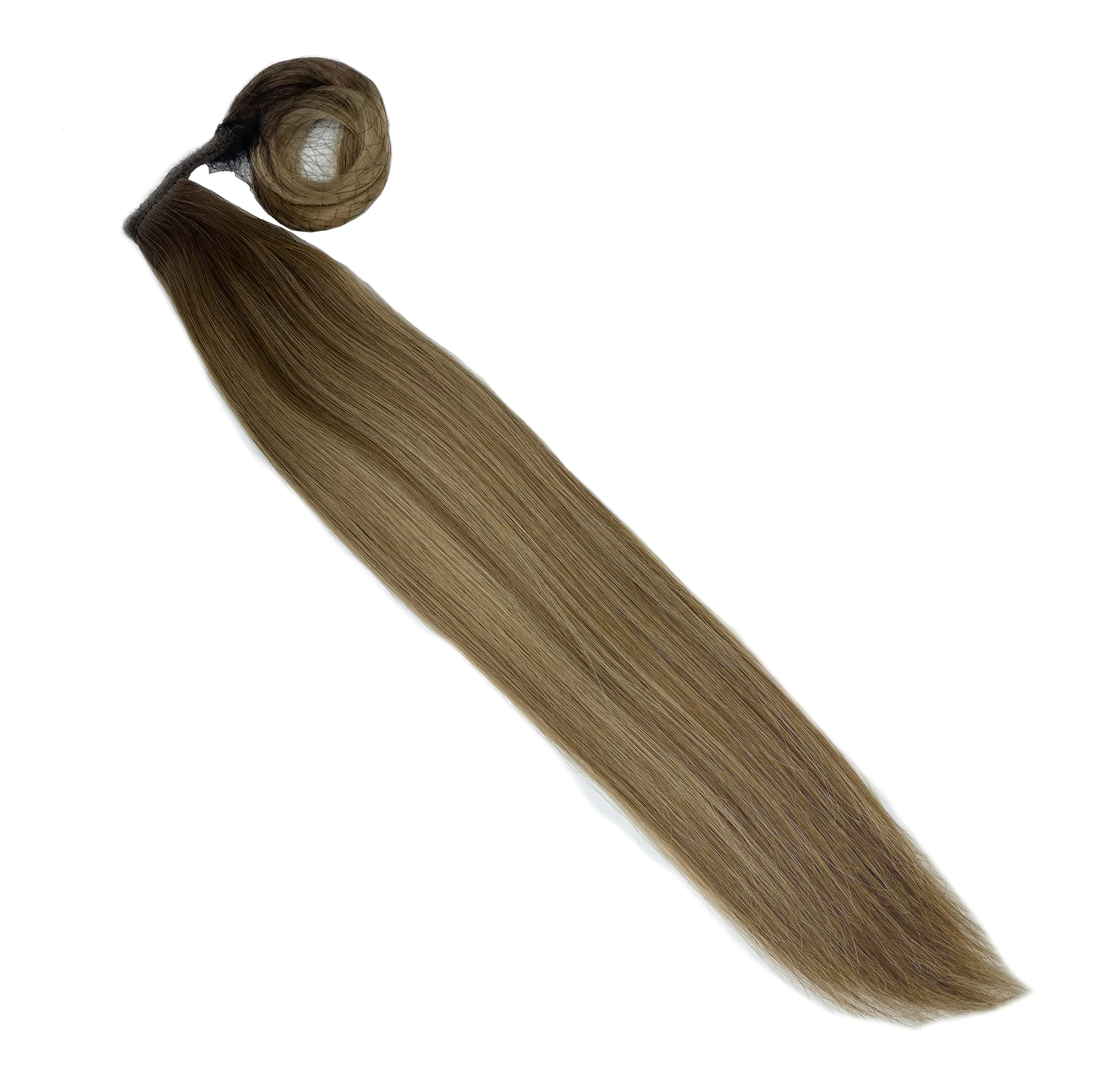 Qingdao Wave Beauty 2021 China 100% Virgin Remy Human Hair Extension Long Hair Piece Clip Claw Ponytail Straight Blonde