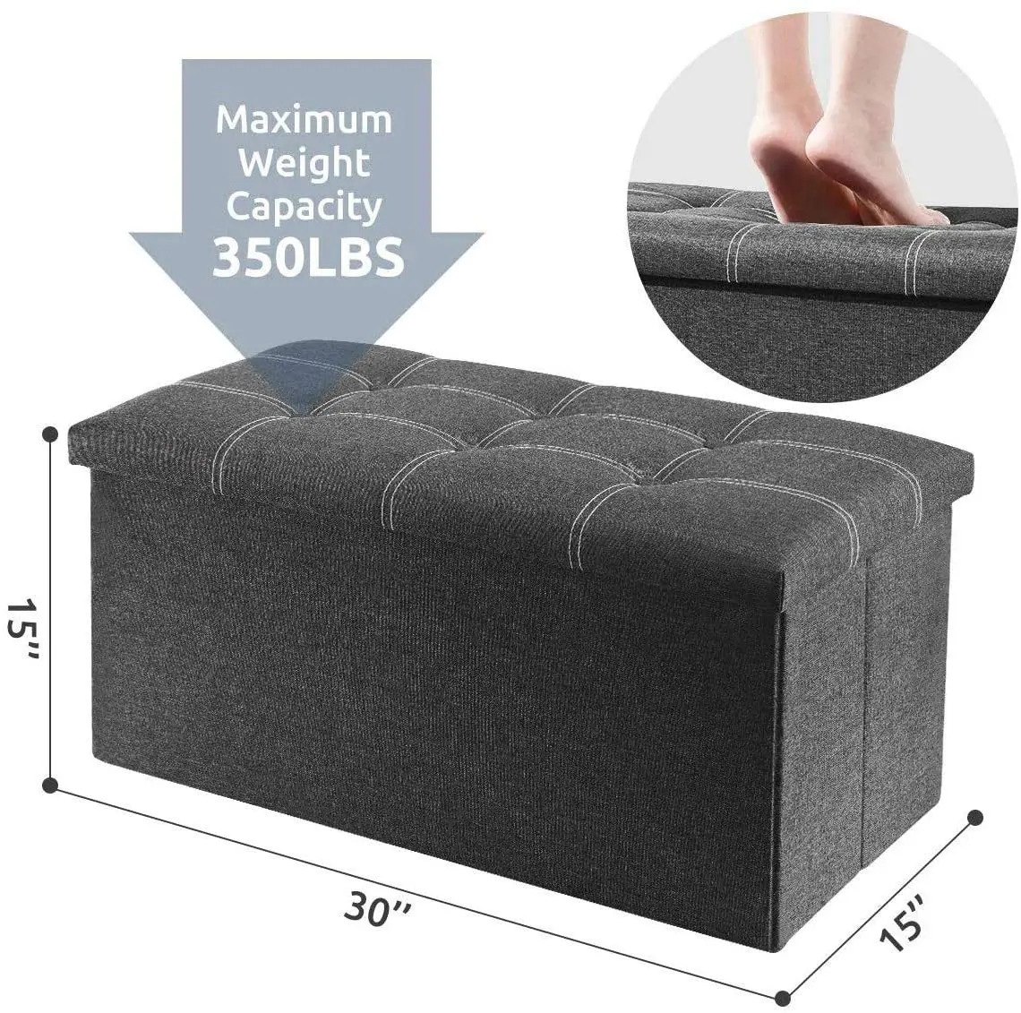 Holds up to 350 Lbs Folding Bench & Foot Rest Luxury Storage Ottoman with Padded Seat Storage Bench Ottoman