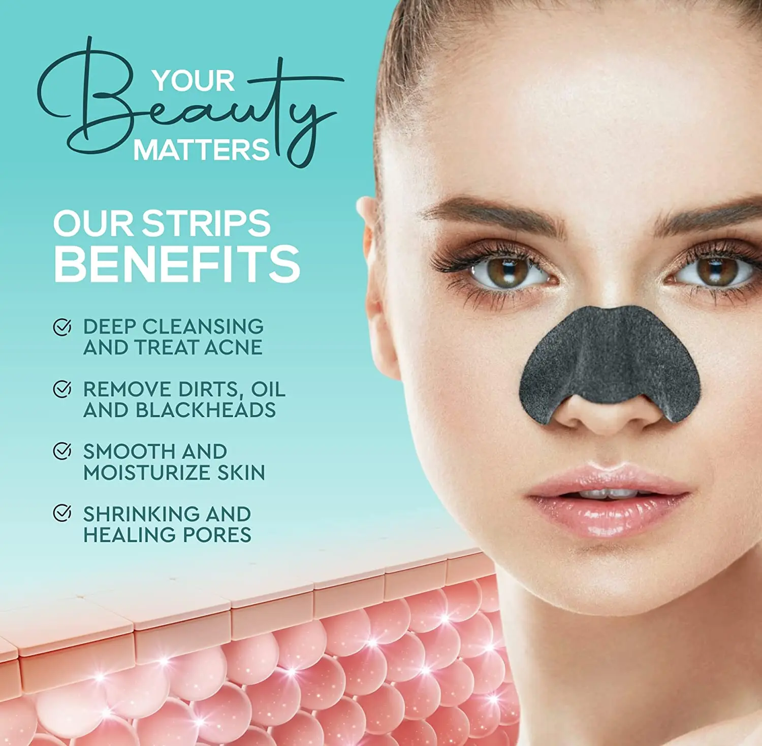 Charcoal Blackhead Remover Pore Strips for Face Nose Pores