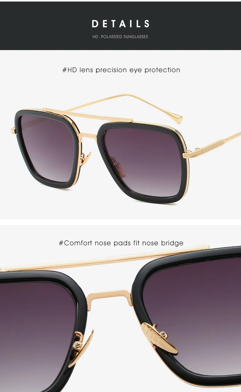 2023 Vintage Steampunk Sunglasses uv400 Blue Mens Metal Frame Square Steampunk Fashion Punk Sunglass