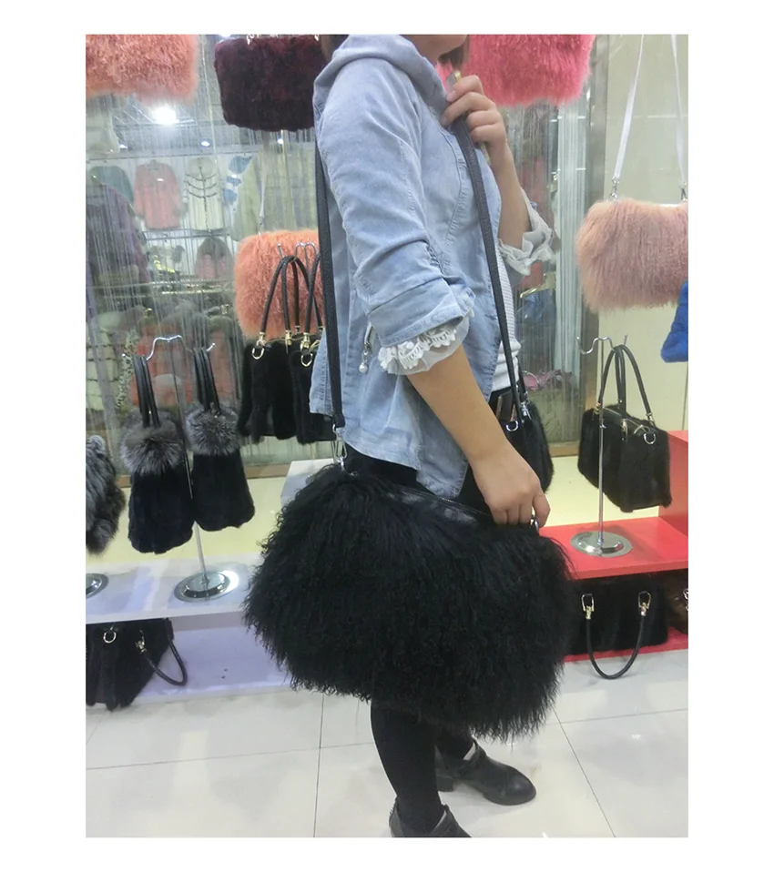 Factory Wholesale Interior Zipper Pocket Fur Purse Luxury Handbags For Women