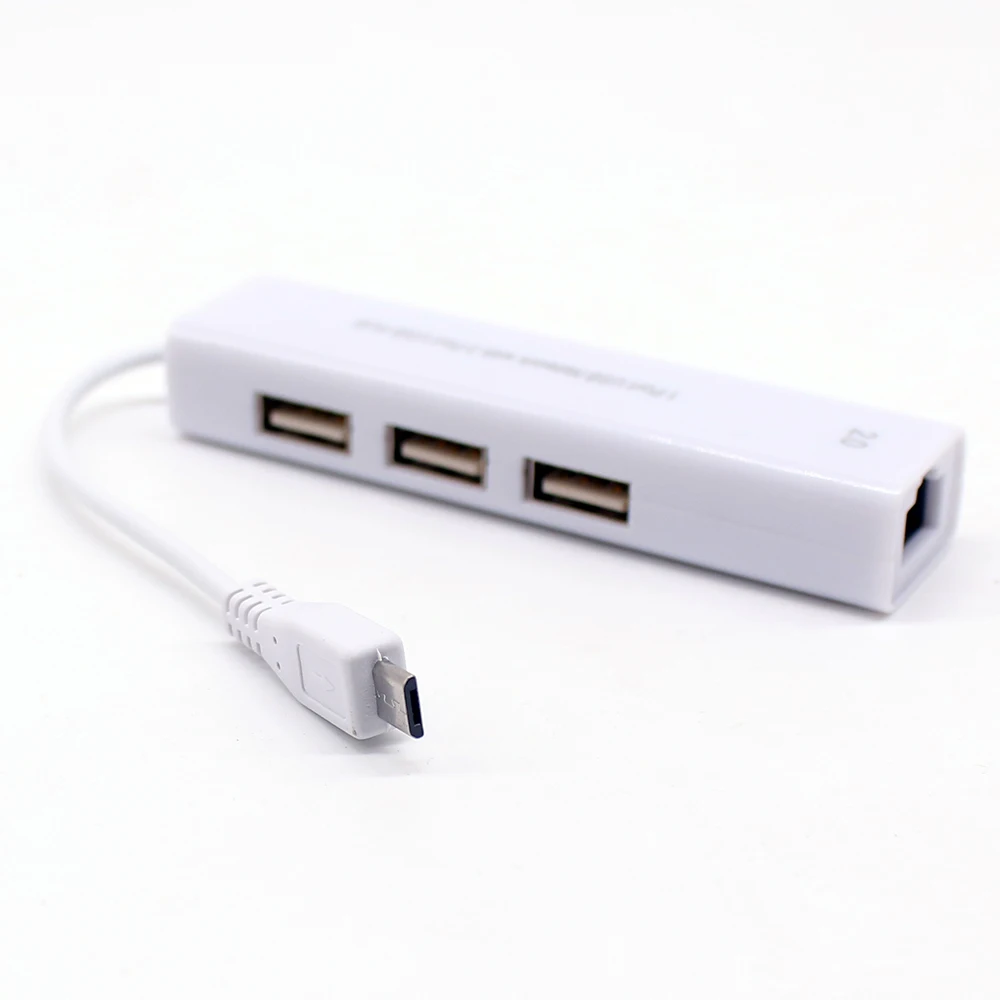 Адаптер Micro USB к Ethernet с 3 портами USB HUB 2,0 RJ45 Сетевая карта Lan RTL8152 USB к Ethernet для Mac iOS Android ПК