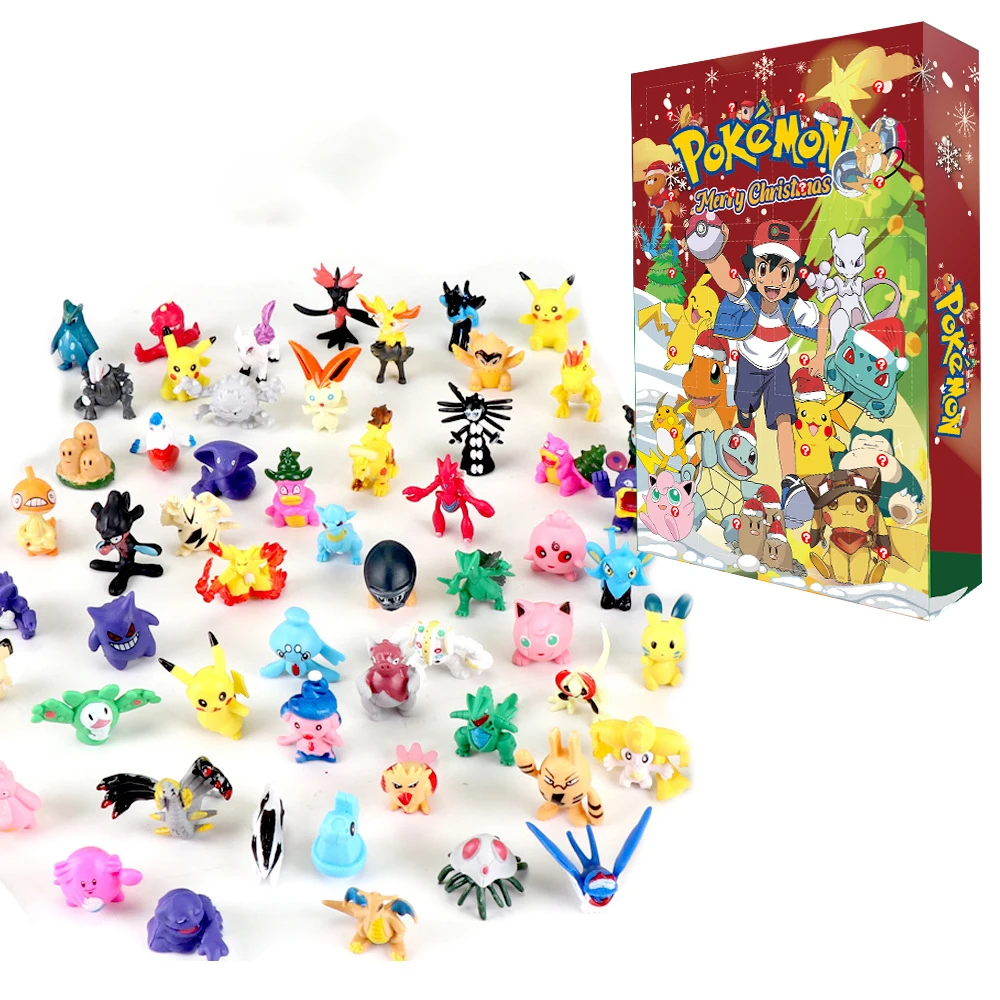 In Stock 24pcs Set Anime Figure Christmas Advent Calendar Gift Kawaii Pikachu Anime Figural Action Pvc Model Kid To