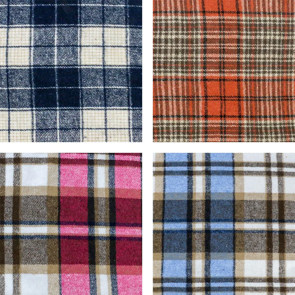 Flannel plaid textile Custom cotton flannel fabric
