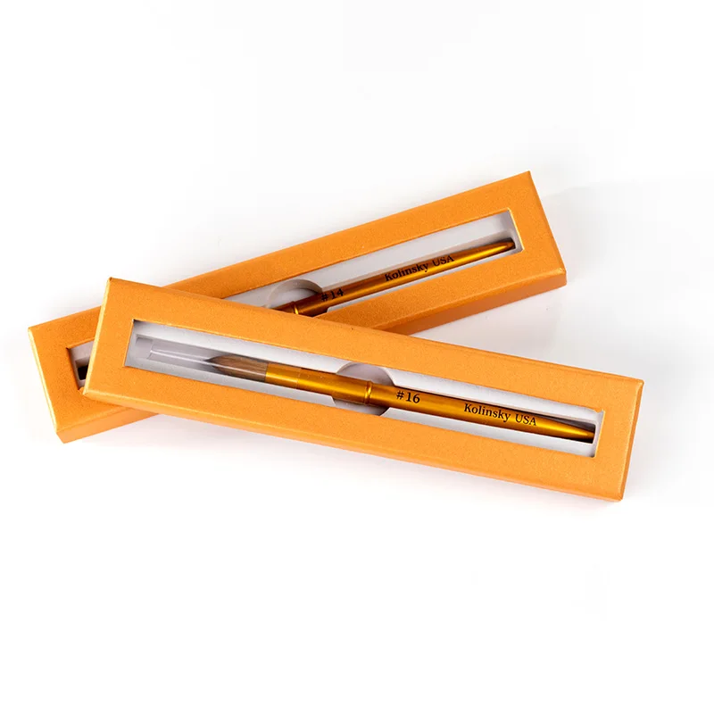 Professional Wholesale Chiyan Factory Custom Logo 100% Kolinsky Metal Handle Crystal Crimped Kolinsky Acrylic Nail Brush