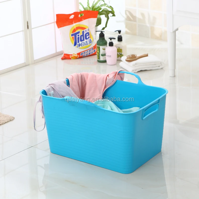 Household Dirty Clothes Basket Large Sundry Storage Basket Plastic Soft Laundry Basket with Handle