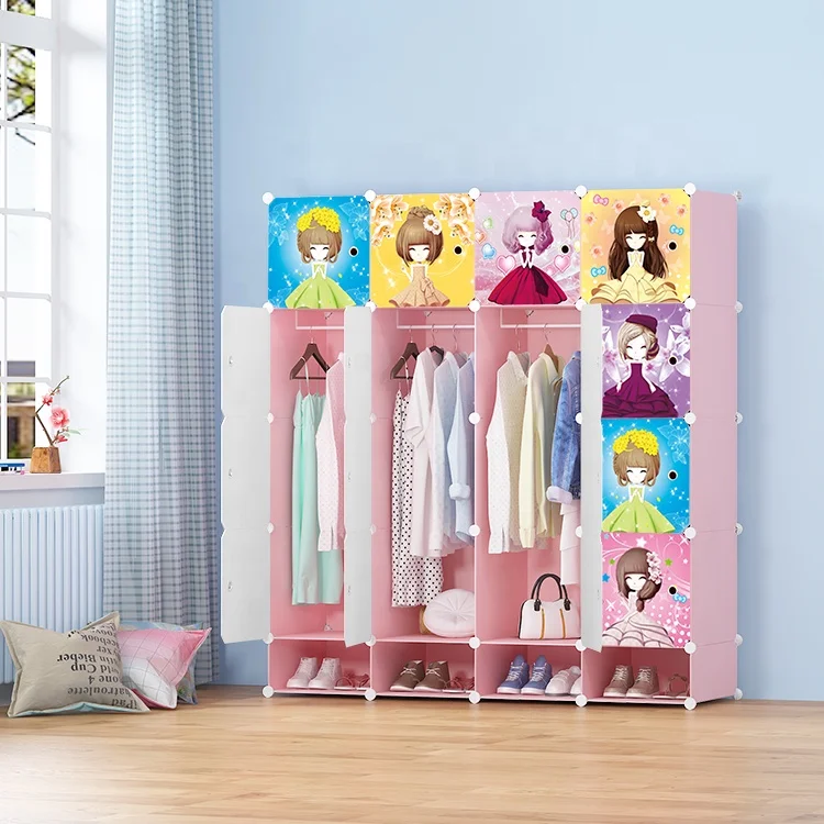 Carton Plastic Garderobe Shoe Rack  Free-Standing Kids Cabinet Wardrobe