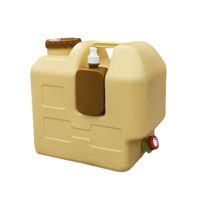 20L Portable Outdoor Bucket Travel Car Food Pure Drinking Bucket with Hand Sanitizer 500ml Plastic Bottle