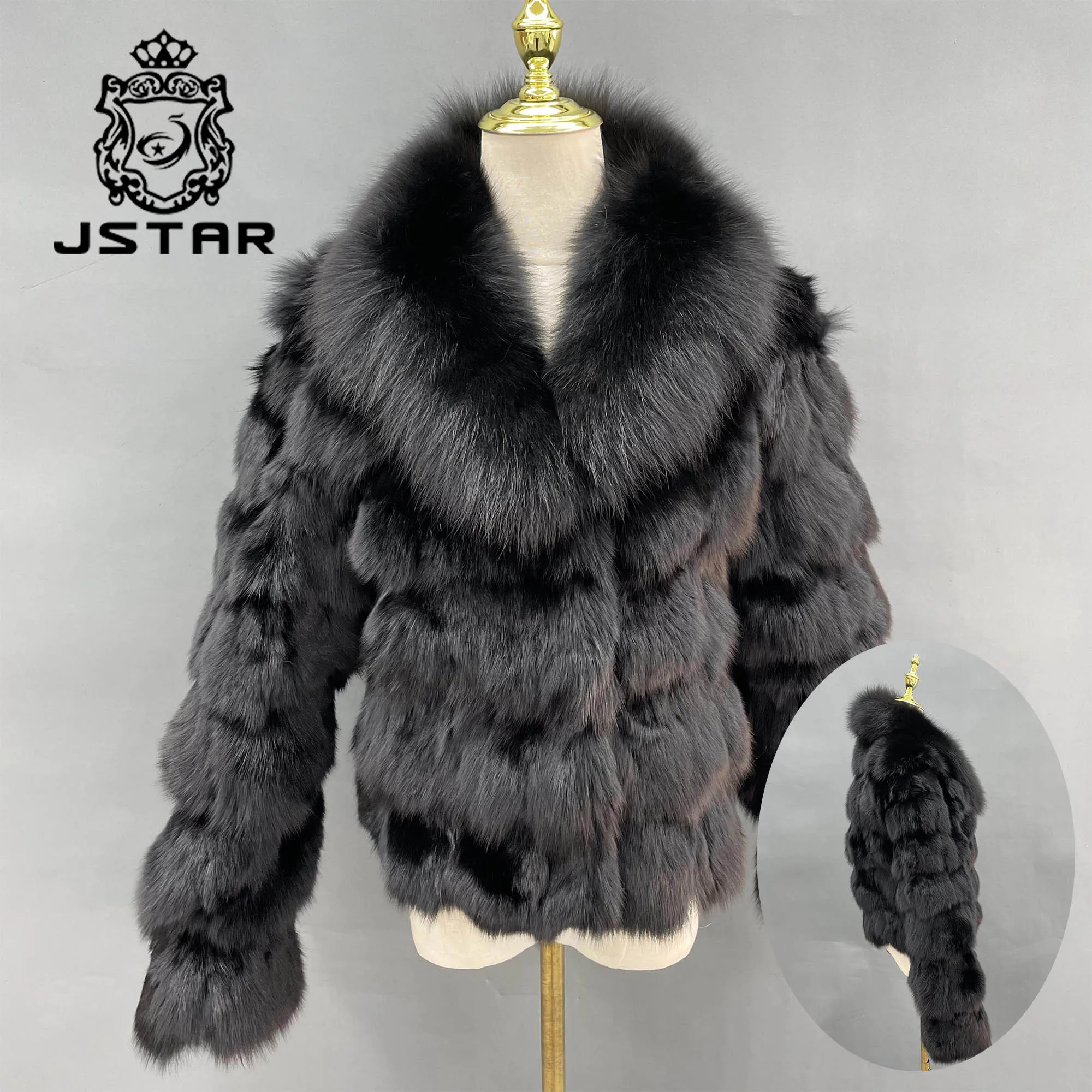 Фабрика Jstar Зимняя женская Повседневная стильная верхняя одежда с меховым воротником куртка из натурального Лисьего меха пальто красного лисьего