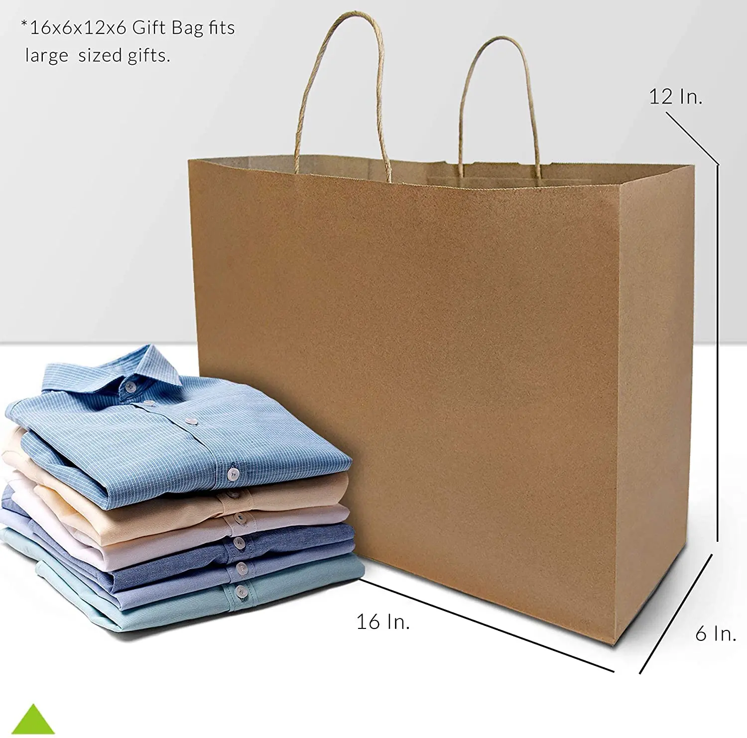 16x6x12 Inches Merchandise Bulk Large Coat Outfit Packing Gift Shopping Blank Paper Bags with Hand Length Handles