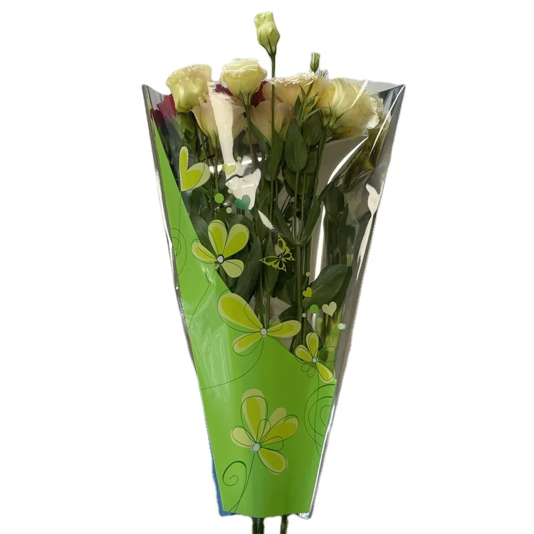 Wholesale promotional high quality flower packaging bag plastic exquisite bouquet bag