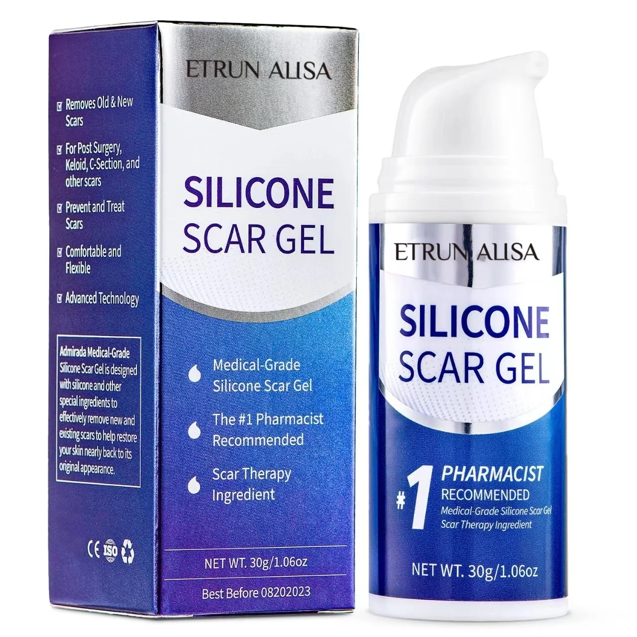 ETRUN ALISA Silicone Gel Scar Cream Stretch Mark Remover Acne Scar Treatment Face Body Mederma Advanced Scar Gel