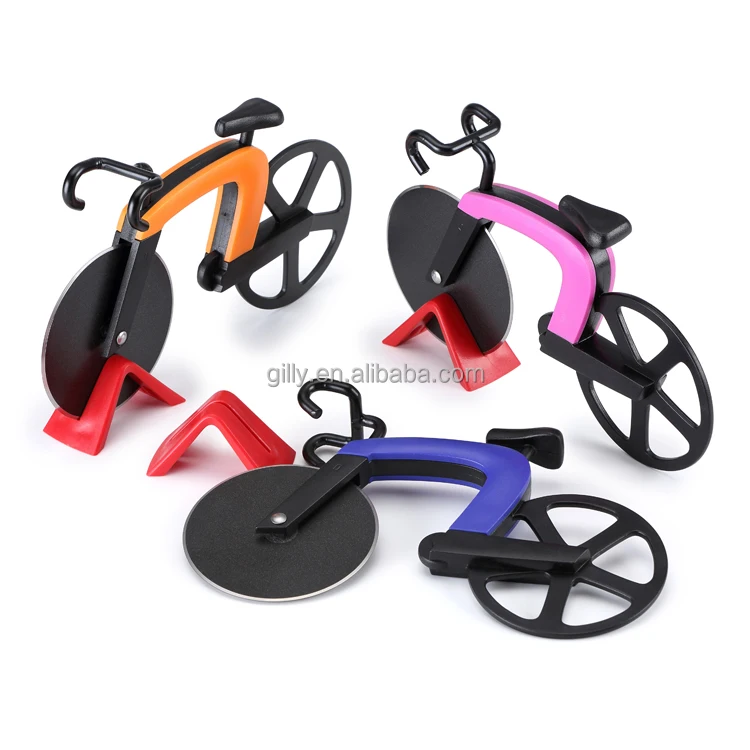 3pcs Pack Pizza Cutter Bicycle Pizza Slicer knife gift Dual Stainless Steel Cutting Wheels with Stand new kitchen gadgets tool