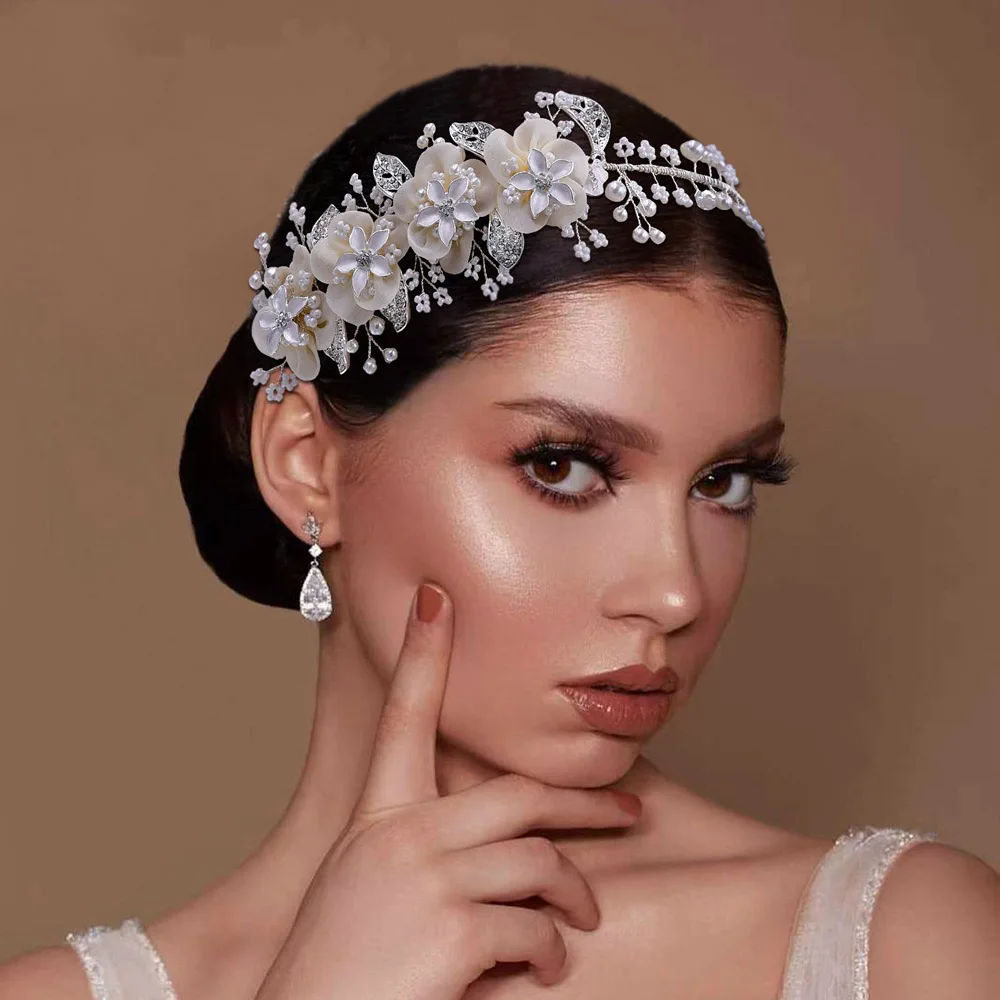 Модные женские свадебные головные уборы Свадебные аксессуары для волос с кристаллами и цветами тиары