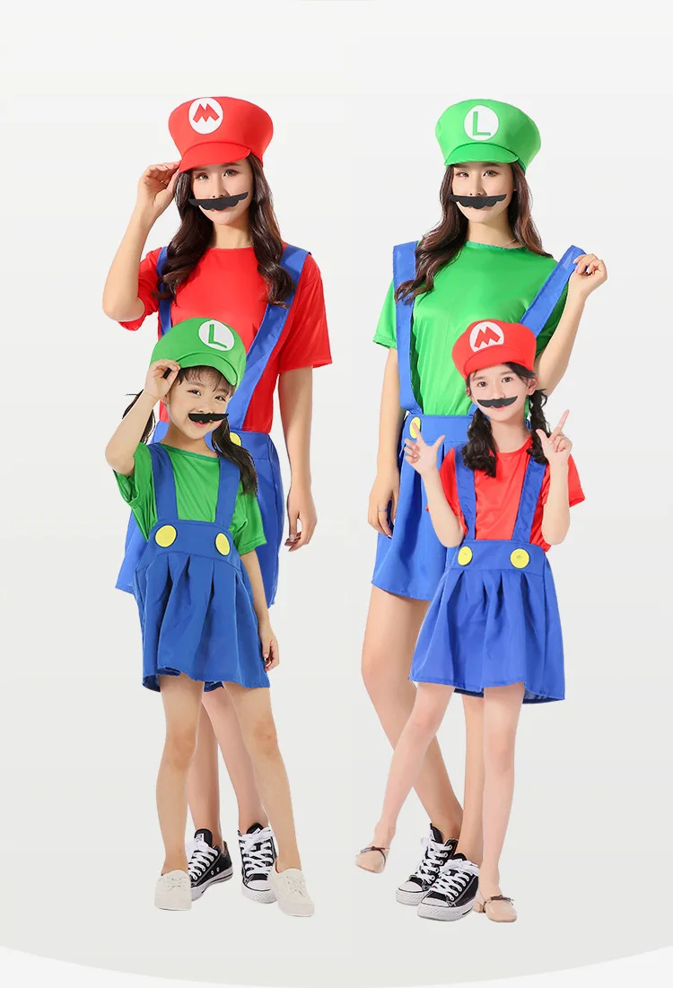 LMY Child Performance Wear Role Boy Dance Play Super Mario Bros Suits Halloween Costume Anime Cosplay Jumpsuits Dress Clothes